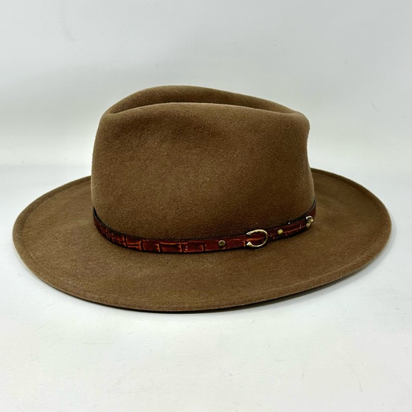 Lite Felt Wool Hat Size Medium USA Brown Tan Western Christy Coastal Cowgirl - Picture 13 of 13